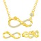 925 Silver, Gold Plated, Necklace With Stud Earrings, Infinity & Rose Flower Design Exclusive Jewellery Sets
