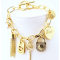 Charms, Gold Plated Love Pendant Women's Bracelet Fashion Heart Shape Letters Bracelet