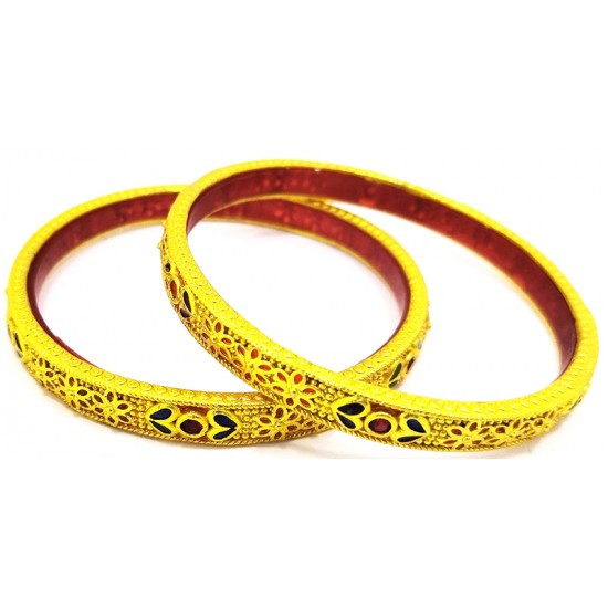 Ethnic Gold & Meena Work Bangles