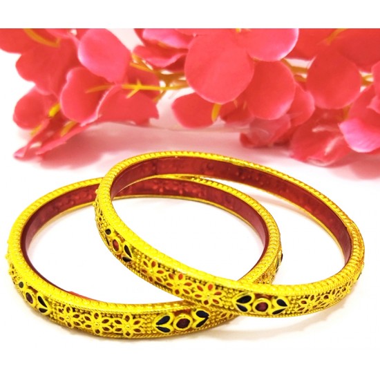 Ethnic Gold & Meena Work Bangles