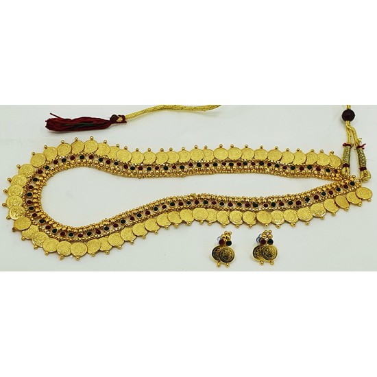 Long Gold Ginni Laxmi Set with Earrings