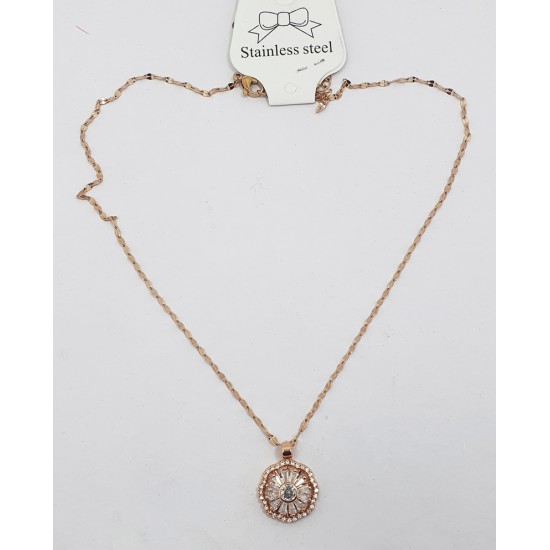 360 Degree Special Revolving SS Rose Gold Finish Pendant Necklace
