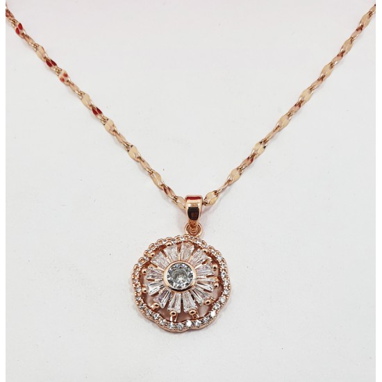 360 Degree Special Revolving SS Rose Gold Finish Pendant Necklace