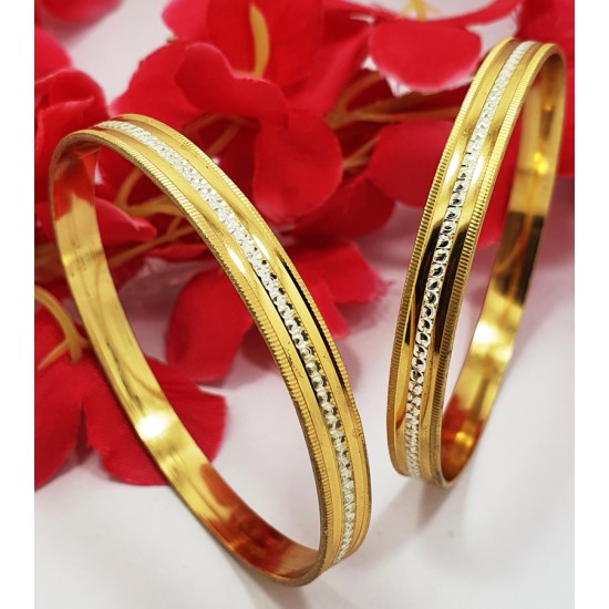 Traditional Gold Bangles with Artificial Diamonds