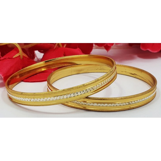 Traditional Gold Bangles with Artificial Diamonds