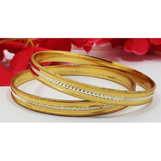 Traditional Gold Bangles with Artificial Diamonds