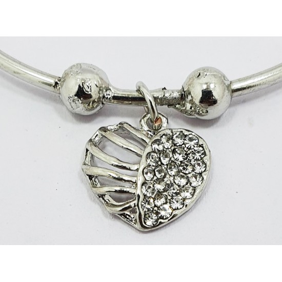  Latest Silver & Diamond Stylish Heart Bracelet