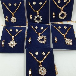  4 Piece Combo of Ring, Earring & Chain Pendant Rose Gold & Diamond Designer Set