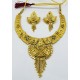 Latest Gold Neck Jhallar Set with Meena Work & Earrings