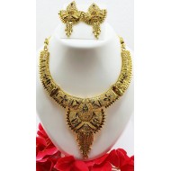 Latest Gold Neck Jhallar Set with Meena Work & Earrings