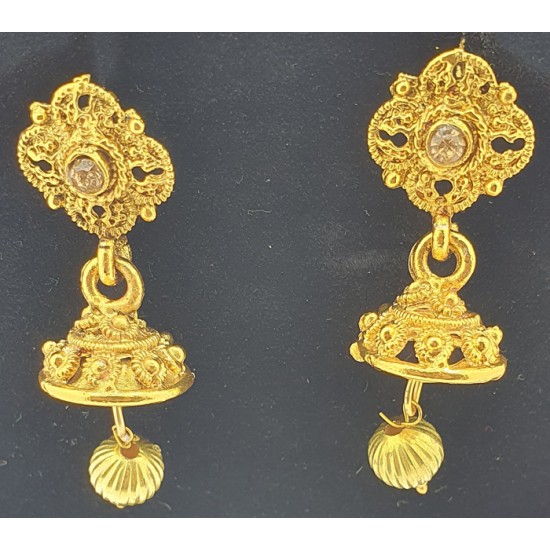 Traditional Bridal Double Rusty Gold Long Set with Earrings