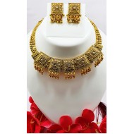 Square Shape Gold Neck Set with Earrings