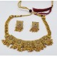 Square Shape Gold Neck Set with Earrings