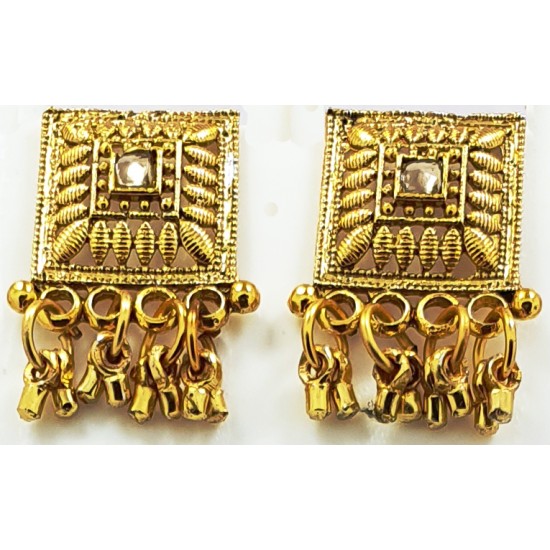 Square Shape Gold Neck Set with Earrings