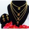 Long Four Star Gold & Colorful Stone Set with Earrings