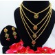 Long Four Star Gold & Colorful Stone Set with Earrings