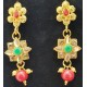 Long Four Star Gold & Colorful Stone Set with Earrings