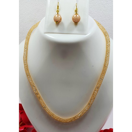 Showroom of 22 kt solid yellow gold women's necklace jewelry set earrings &  chain pendant cz | Jewelxy - 212154