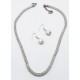 Diamond Filled Fancy Chain Silver Set with Earrings