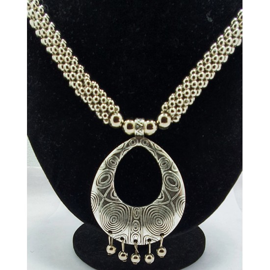 Unique Oxidized Silver Finish Fashion Moon Set With Earrings