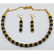 Fancy Black Neck Set with Earrings
