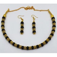 Fancy Black Neck Set with Earrings