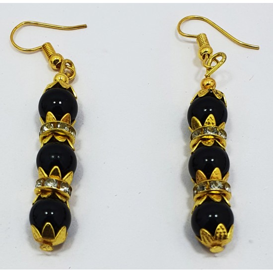 Fancy Black Neck Set with Earrings