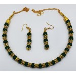 Fancy Green Neck Set with Earrings