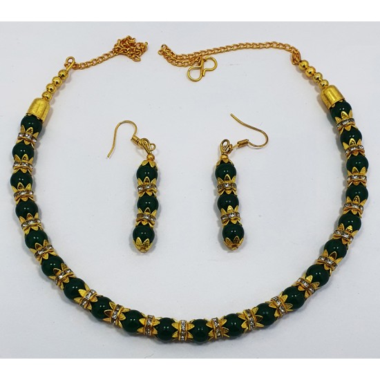 Fancy Black Neck Set with Earrings