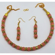 Fancy Pink Neck Set with Earrings