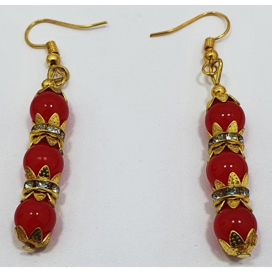 Fancy Red Neck Set with Earrings