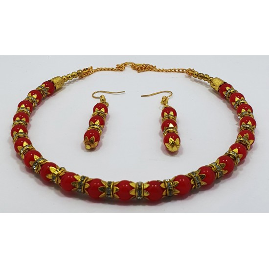 Fancy Green Neck Set with Earrings