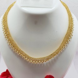 Diamond Filled Latest Necklace Gold Set with Earrings