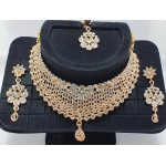 Bridal Heavy, Full Neck, 3 Piece Rose Gold Chokar Set with Earrings