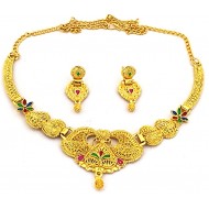 Ethnic Gold Neck Set with Earrings