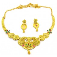 Ethnic Gold Neck Set with Earrings