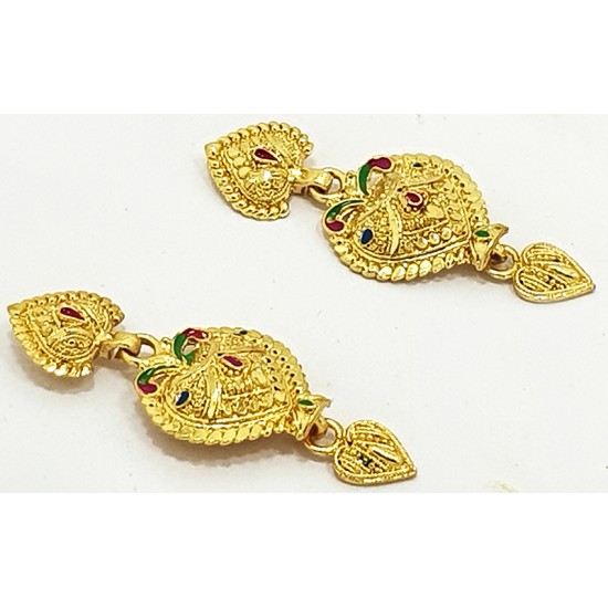 Traditional Bridal Double Gold Long Set with Earrings