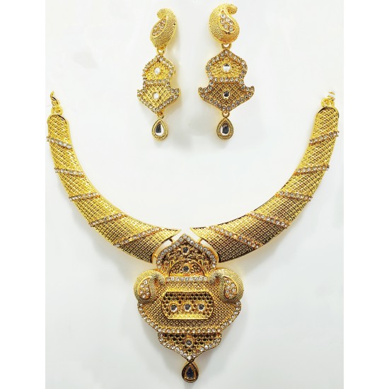 Diamond & Gold Neck Set with Earrings